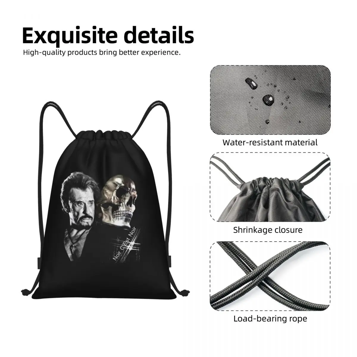 Custom Johnny Hallyday Drawstring Bag Men Women Lightweight France Rock Singer Sports Gym Storage Backpack