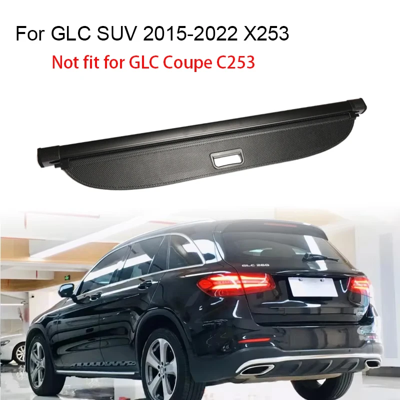 Trunk Curtain Cover Organizer For Mercedes Benz GLC 2015-2022 SUV Rear Rack Partition Shelter Shield Shade Luggage Cargo Storage