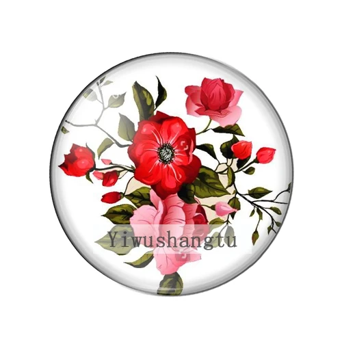 Beauty Colourful rose art flowers images paintings 12mm/18mm/20mm/25mm Round photo glass cabochon demo flat back Making findings