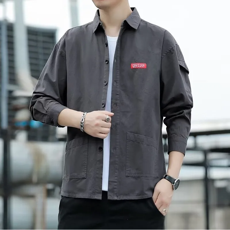Trendy Men's Denim Jacket Loose Workwear Anti-Scalding Welding for Construction Site Wear Multiple Pockets Autumn Work Uniform