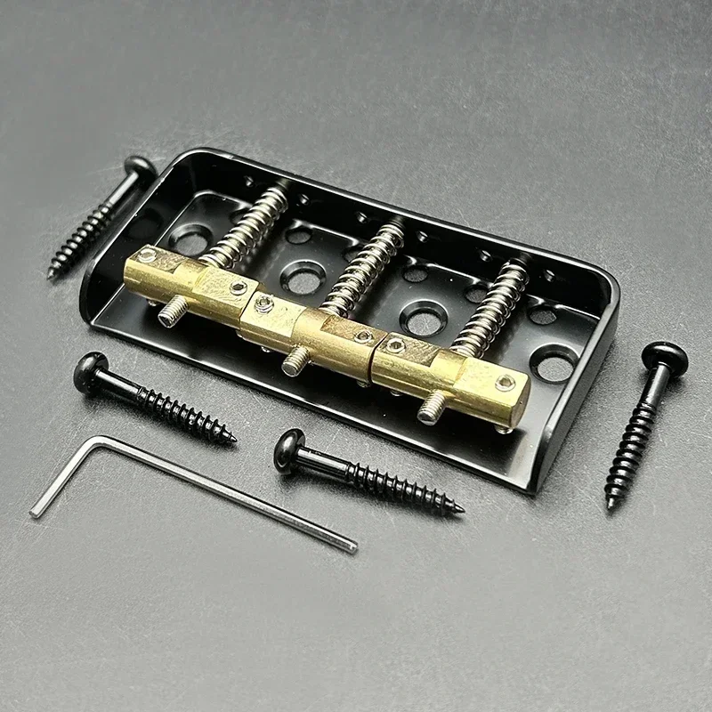 Short Guitar Bridge Dual Load Guitar Bridge with Cut-down Sides w/Compensated Brass Saddles for TL-style Guitar