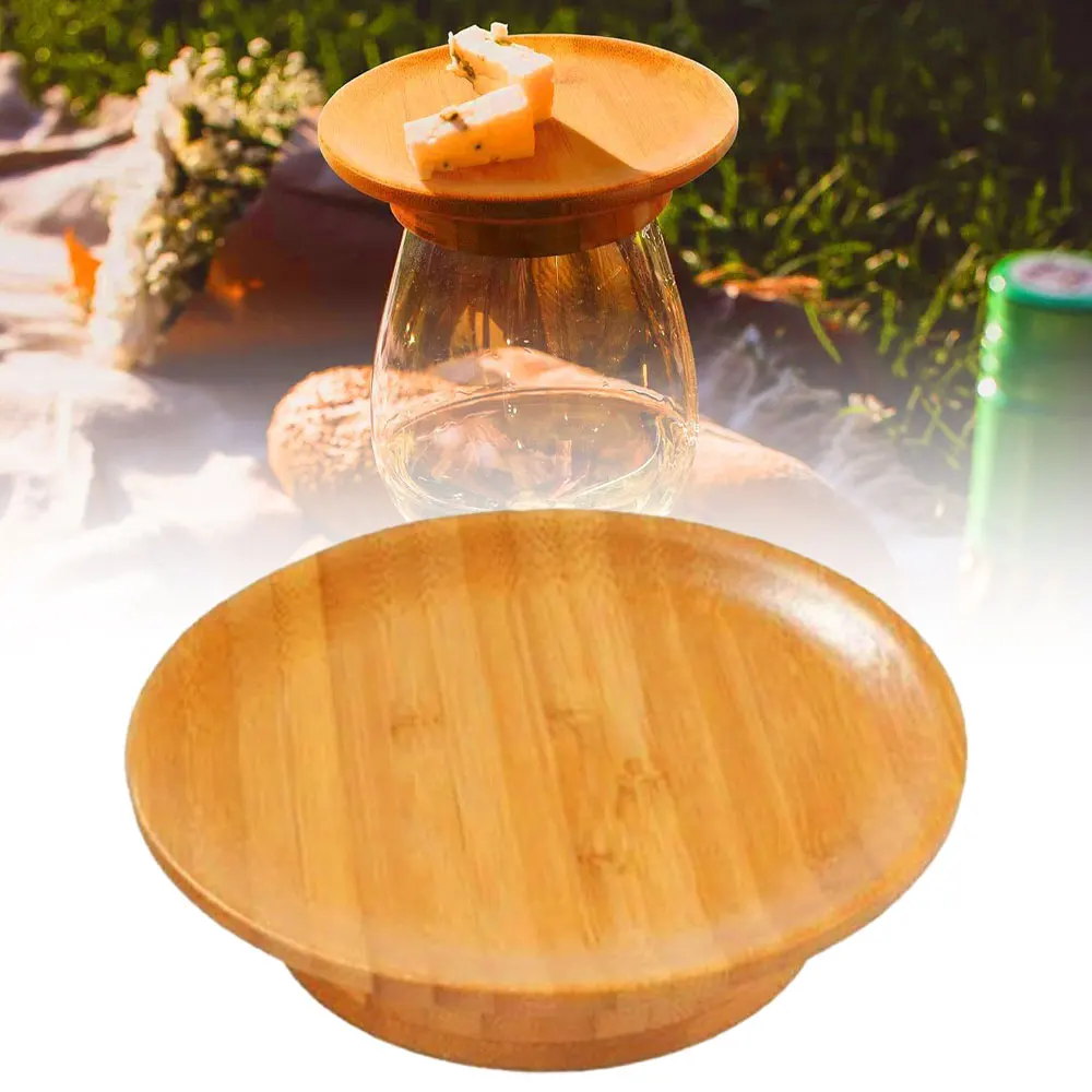 1pc Wine Glass Charcuterie Topper Wooden Wine Glass Coasters Kitchen Food Coverage Protector for Home Party Camping Picnics