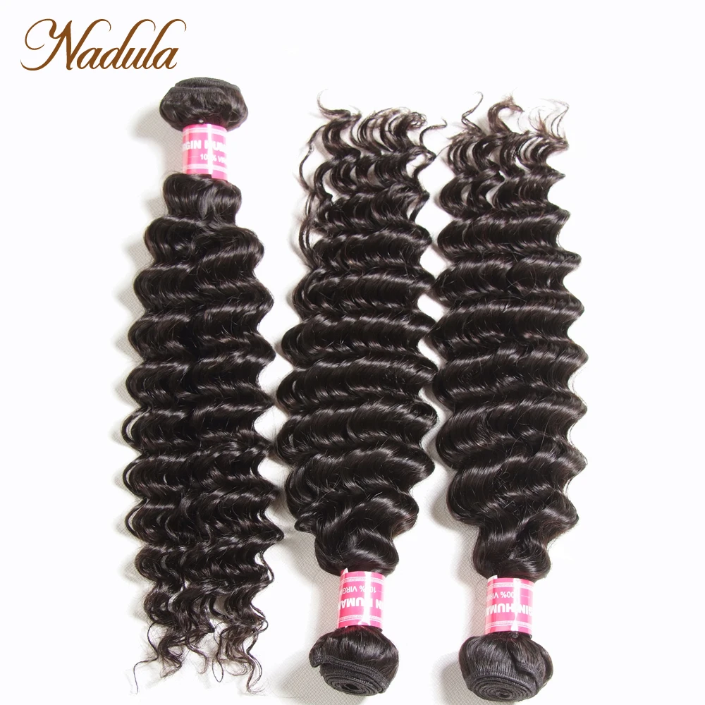 Nadula Hair 3 Bundles Malaysian Hair Deep Wave 12-26inch 100% Human Hair Weave Bundles Natural Color Remy Hair Extensions