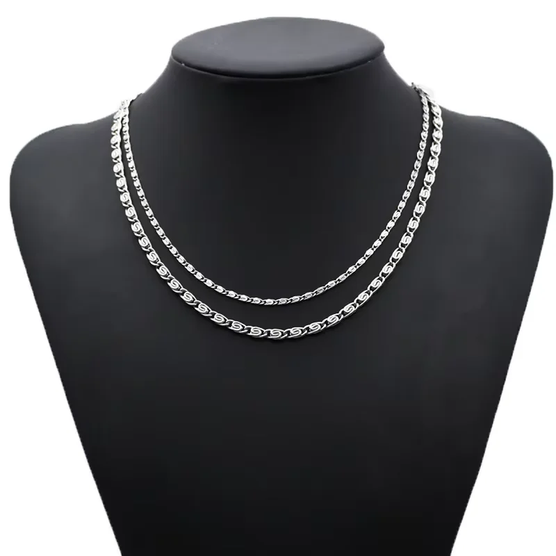Andara 925 Sterling Silver 18K Gold 4mm Side Chain Necklace For Woman Man Wedding Banquet Party Gifts Charms Fashion Jewelry