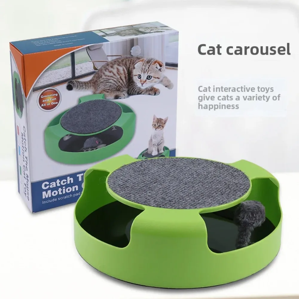 Rotating Cat Turntable Puzzle Toy Interactive Mouse Teaser Disc Shadowless Little Mouse Chase Game Pet Supplies for Cats