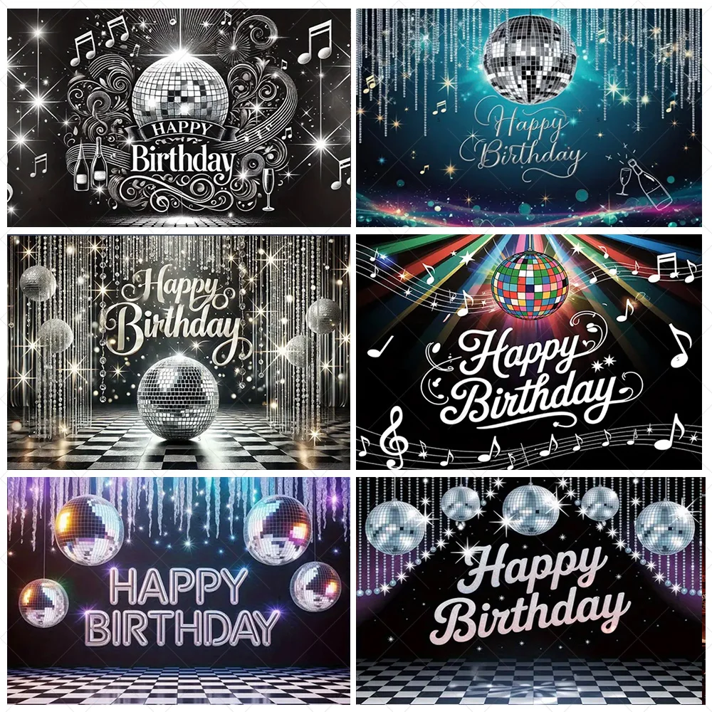 

Shining Disco Light Ball Backdrop Dance Floor Background Banner Retro Disco Music Birthday Party Decoration Photography Props