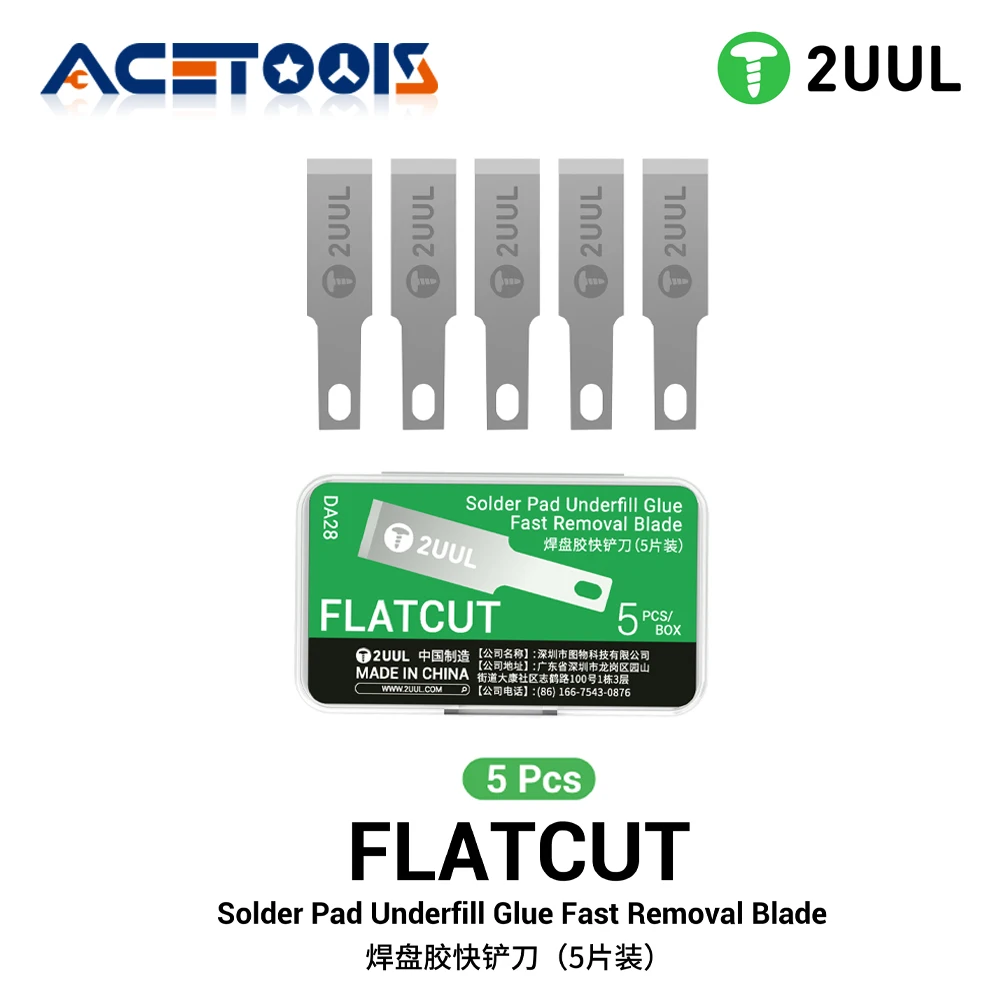 

2UUL DA28 плоские лезвия для пайки, удаление заполнения клея, 5 шт., высокоточный инструмент для очистки микросхем процессора для ремонта телефона