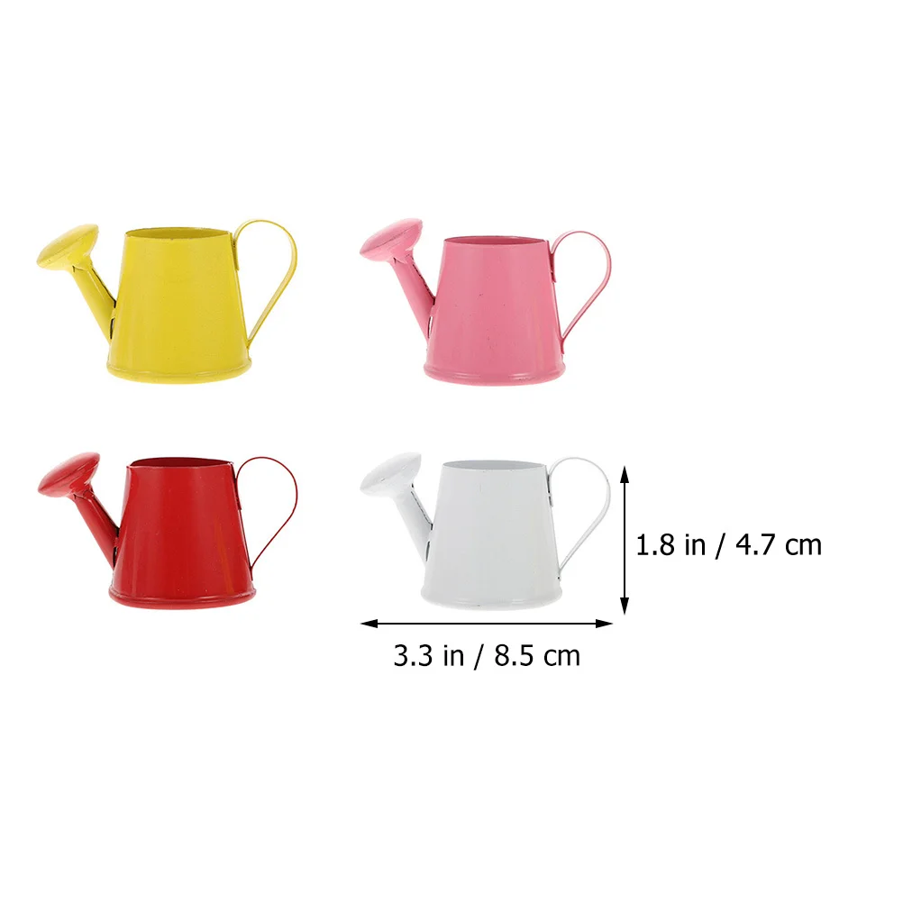 

4pcs Small Watering Can Kids Watering Bucket Plant Kettle Mini House Garden Accessories Metal Bath Teaching Aids For Indoor