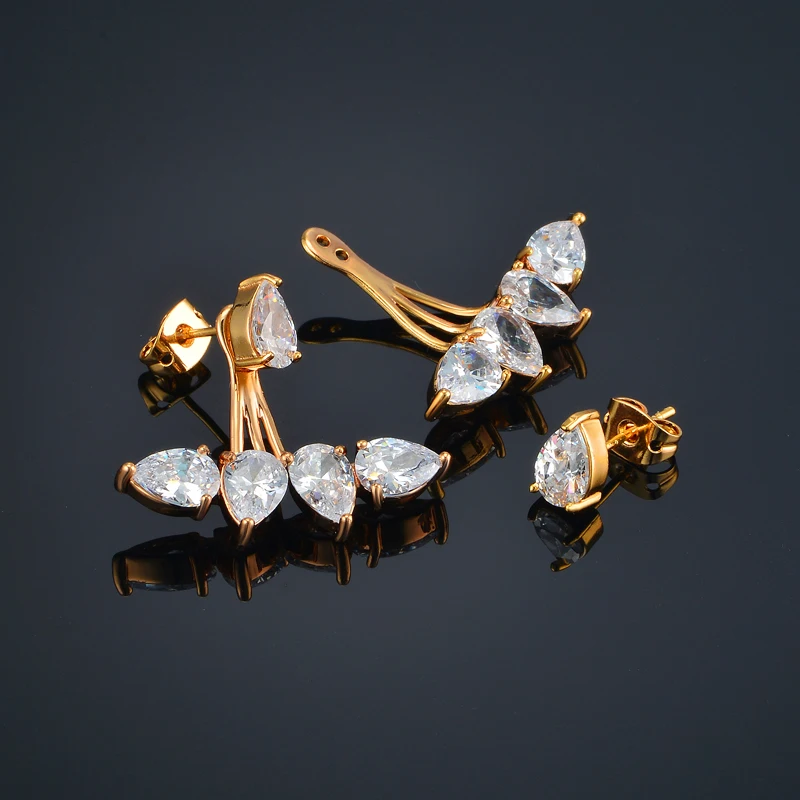 فاسق قطرة الزركون حلية قرط الاذن المرصع الإناث الذهب اللون قطرة الماء بيان أقراط للنساء موضة مجوهرات الحفلات هدية 2025 #5