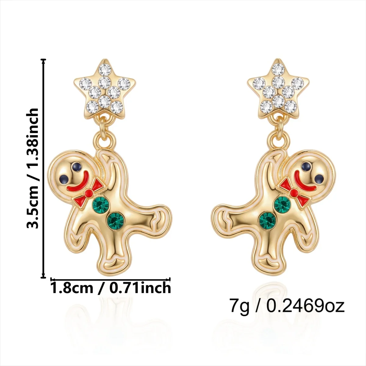 Niedliche, zwinkernde Weihnachtsmann-Ohrringe mit Bart für Damen, Cartoon-Lebkuchen-Weihnachtsbaum-Schleifen-Glühbirnen-Ohrringe, Schmuck – Detail 35