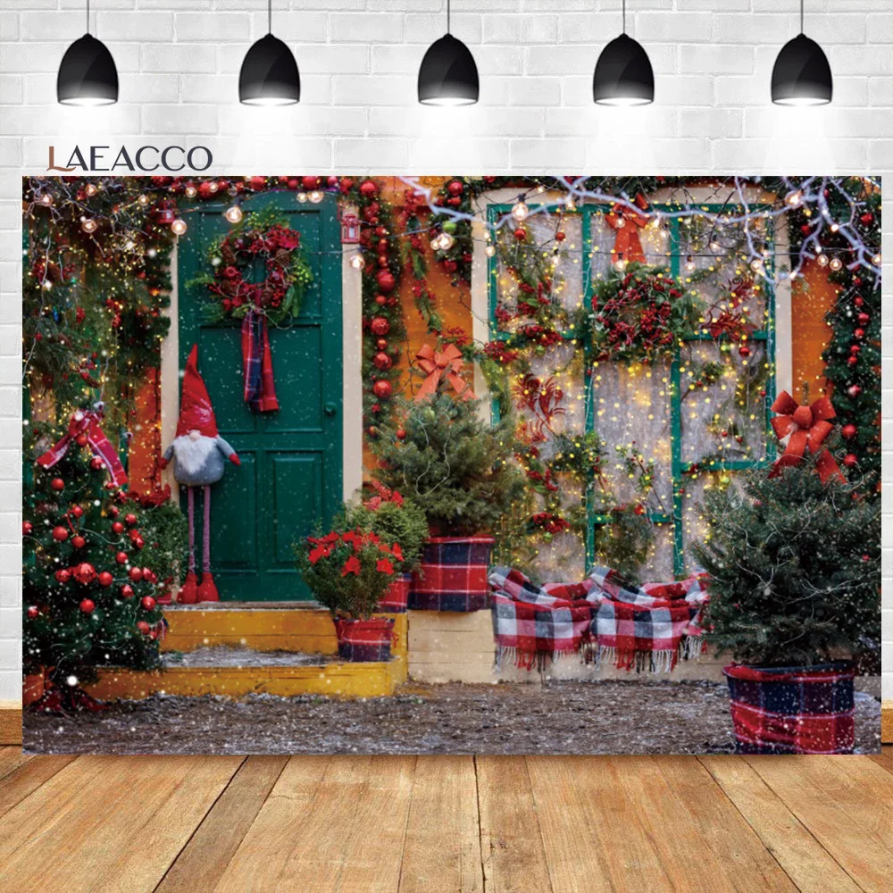 

Laeacco Merry Christmas Background Winter Snow Pine Needle Flower Happy New Year Party Kids Adults Portrait Photography Backdrop