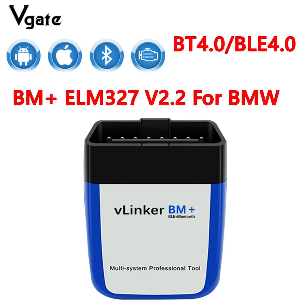 

Vgate VLinker BM+ Беспроводное соединение BT 4.0 OBD2 считыватель кодов для Android IOS Автомобильный диагностический инструмент ELM 327Auto для BMW Bimmercode