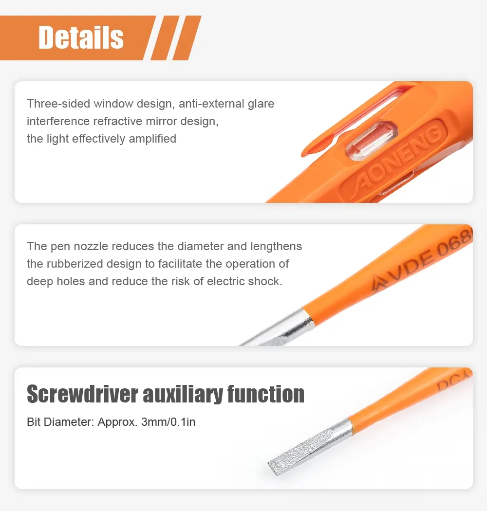 JCD Word Screwdrivers Neon Bulb Indicator Meter Electric Pen Insulated Electrician Highlight Pocket Tester Pen Tools