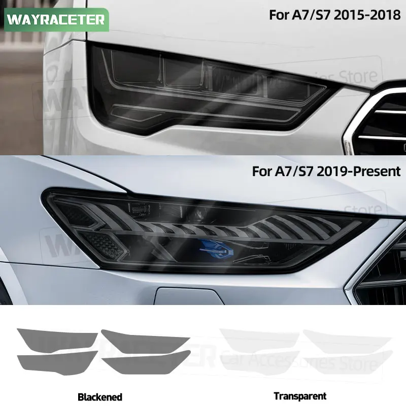

Car Headlight Tint Smoked Black Protective Film Transparent TPU Sticker For Audi A7 2025 Sportback S7 2024 2018 2020 2022 2015+