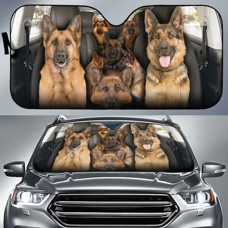 

German Shepherd Auto Sun Shade 55 Personalized Sunshade, Customized Gift Custom Animal Pattern Sunshade,STYLE FOR CAR