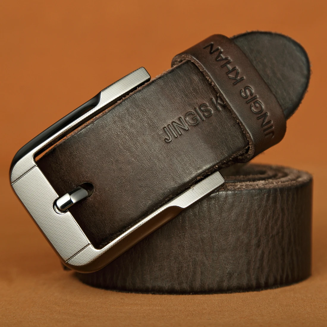 Ceinture en cuir véritable pour hommes, cuir de vache véritable, boucle à aiguille faite à la main, ceinture de cowhidée de couche supérieure tannée végétale, denim rétro décontracté