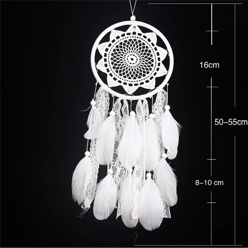 

1PC New Product Lace Sun Floating Dream Catcher Home Craft Ornaments Car White Feather Garden Wind Chimes Christmas Lights