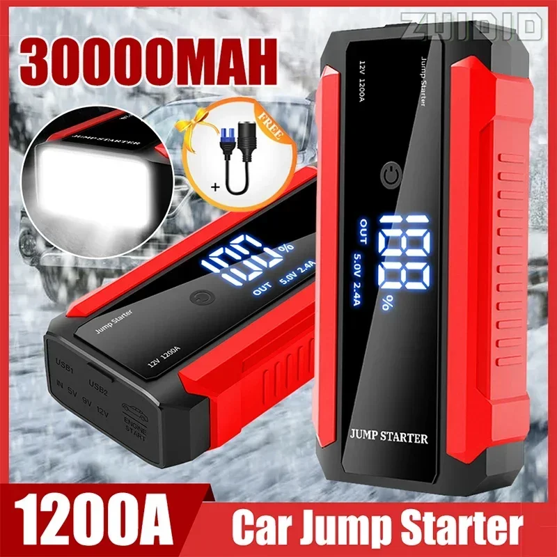 

30000mAh Car Jump Starter Device 1200A 12V Emergency Start-up Charger For Cars Booster Battery Starting Device Articles For Cars