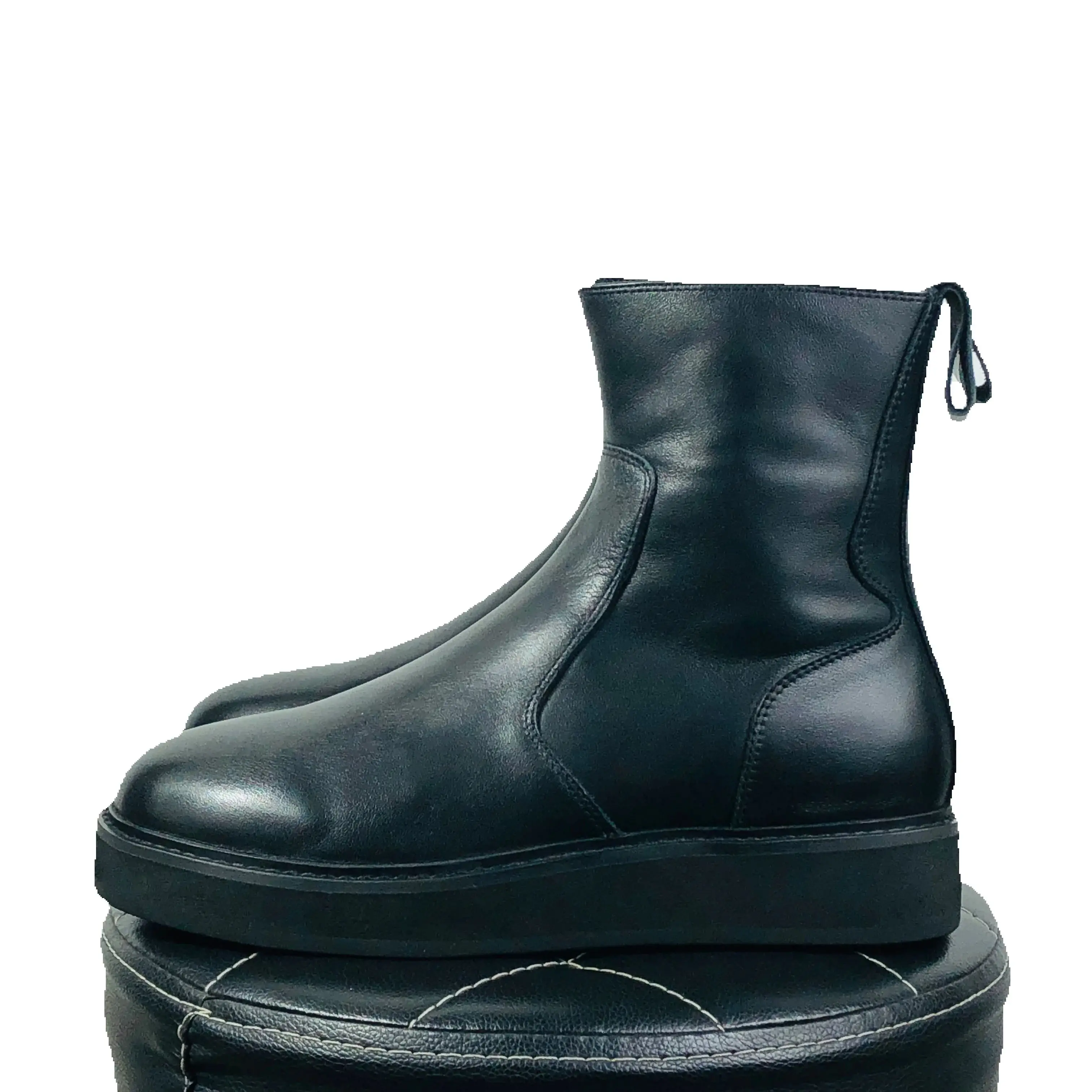 Men's Chelsea Boots High Top Genuine Leather Luxury Trainers Platform Sneakers Zip Autumn Black Designer Shoes