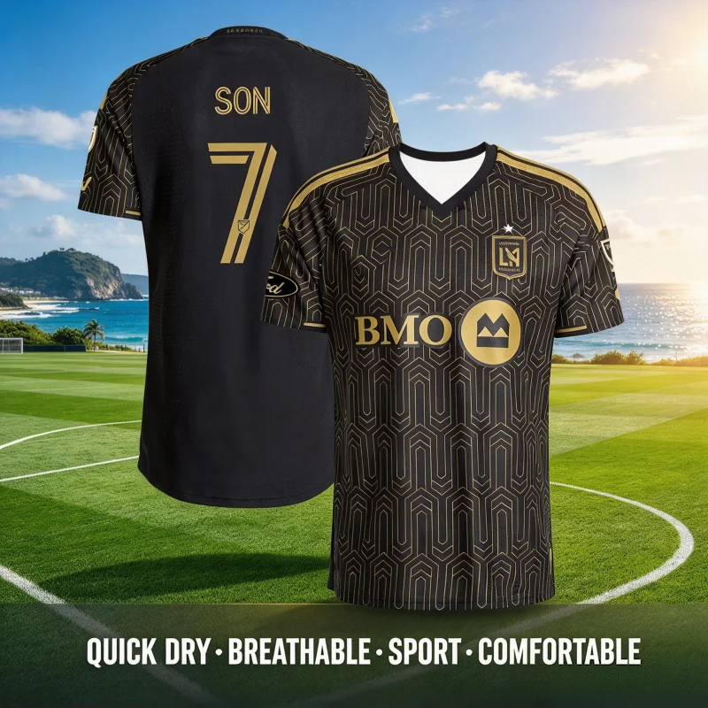 Los Angeles FC Son Heung Min Black 2026-27 Season Home Jersey Breathable Sports Outdoors Family Matching Clothing Street T-shirt