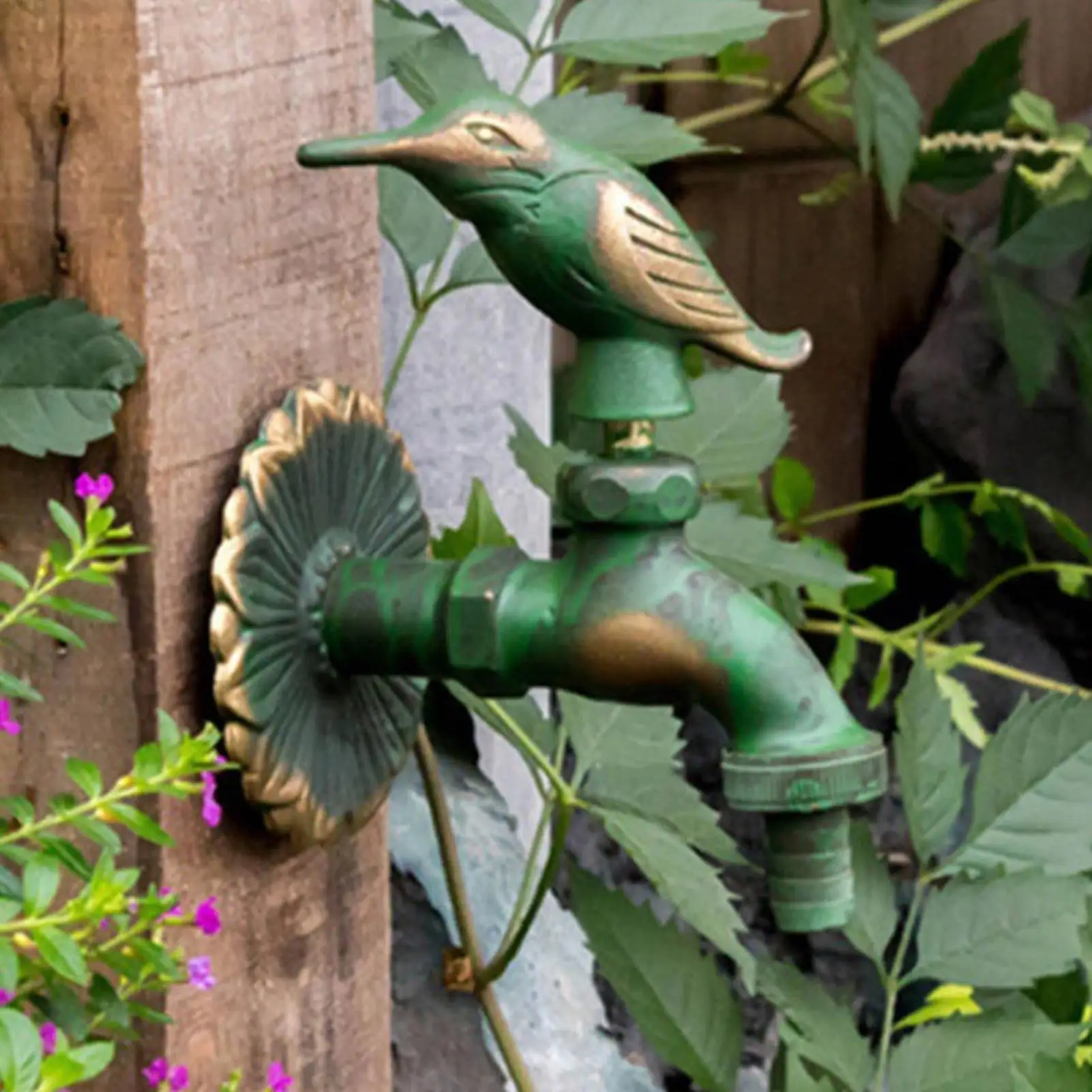 Vidric Outdoor Decorativ Garden Faucet Animal Shape Bibcock Green/Antique Brass Tap Washing Mop/Garden Watering Animal Faucet