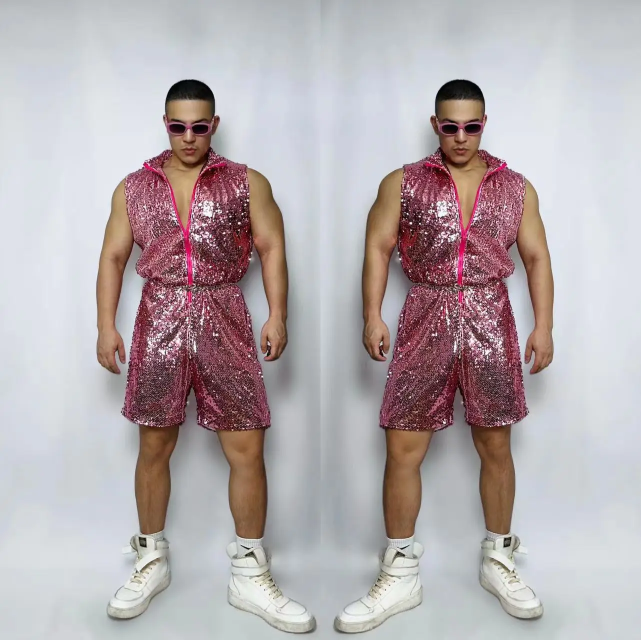 Homens ouro prata lantejoulas solto catsuit hip hop dança de rua macacão boate mostrar masculino dançarino cantor palco desempenho traje