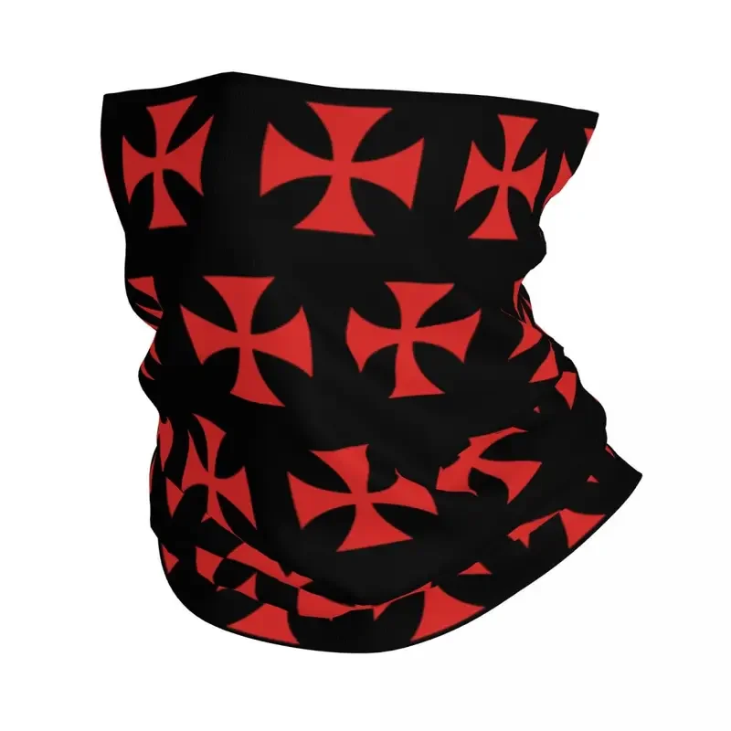 Red Templar Cross Knights Bandana Neck Warmer Women Men Winter Ski Tube Scarf Gaiter Face Cover