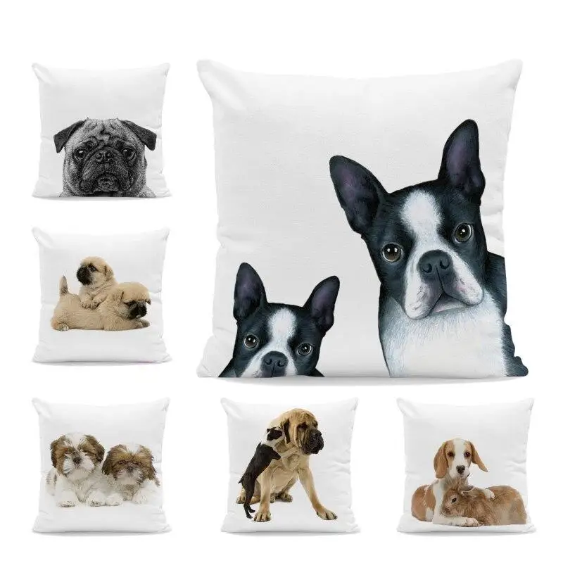 Golden Shih Tzu Pillow Rabbit Cat  Cover Pug Boxer   French Bulldog Cute Dog  Cushion