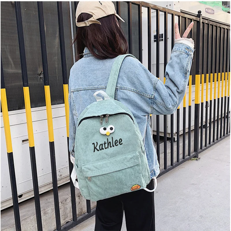 

Personalized Korean Version Corduroy Student Backpack For Primary School Students Aged 6-12, Boys And Girls, Junior High School