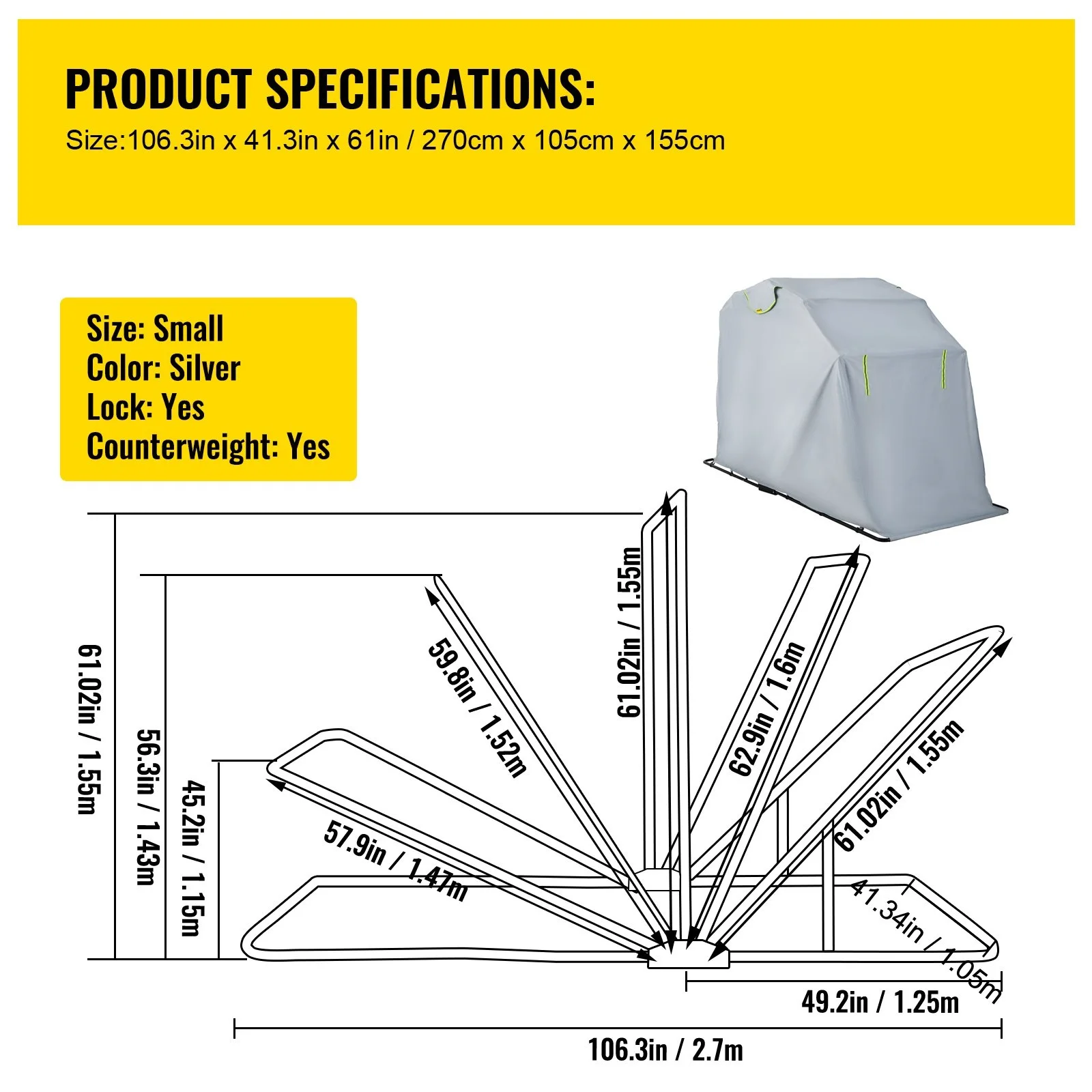 Motorcycle Shelter Waterproof Motorcycle Cover Heavy Duty Motorcycle Garage 420D Oxford Motorbike Sunshade Storage Raincoat Tent