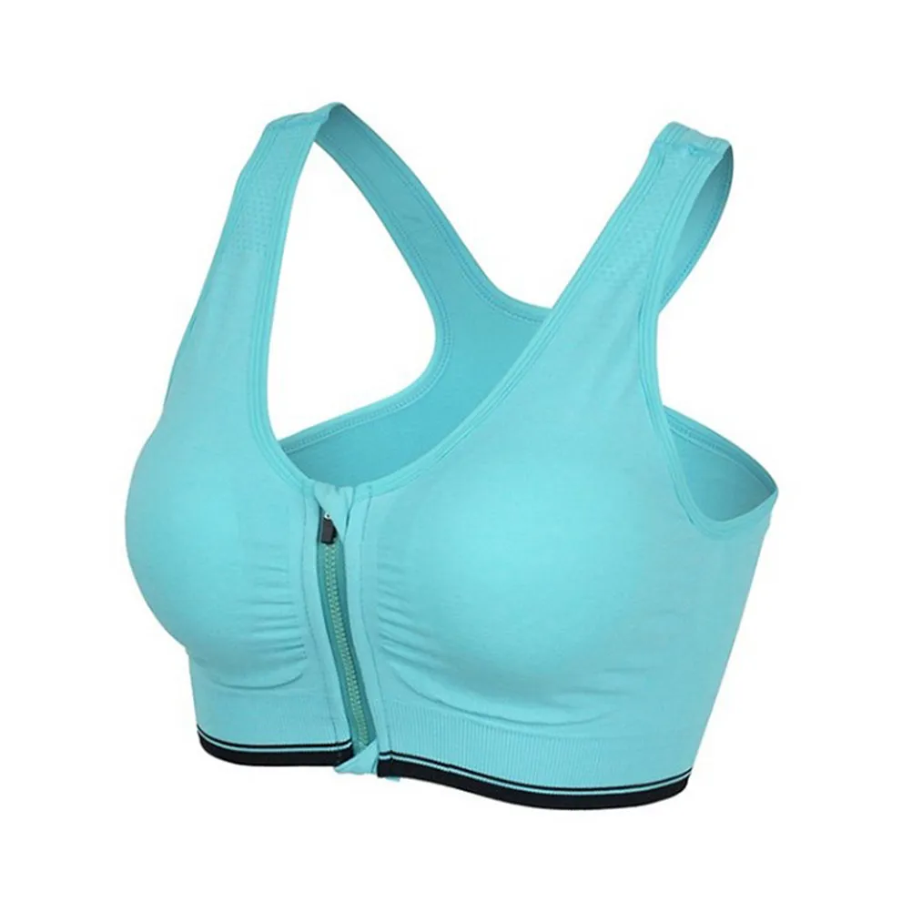 No Wire Sports Bra Front Zipper High Impact Padded Fitness Vest for Running Yoga Jumping Walking Women Workout Bra Comfortable
