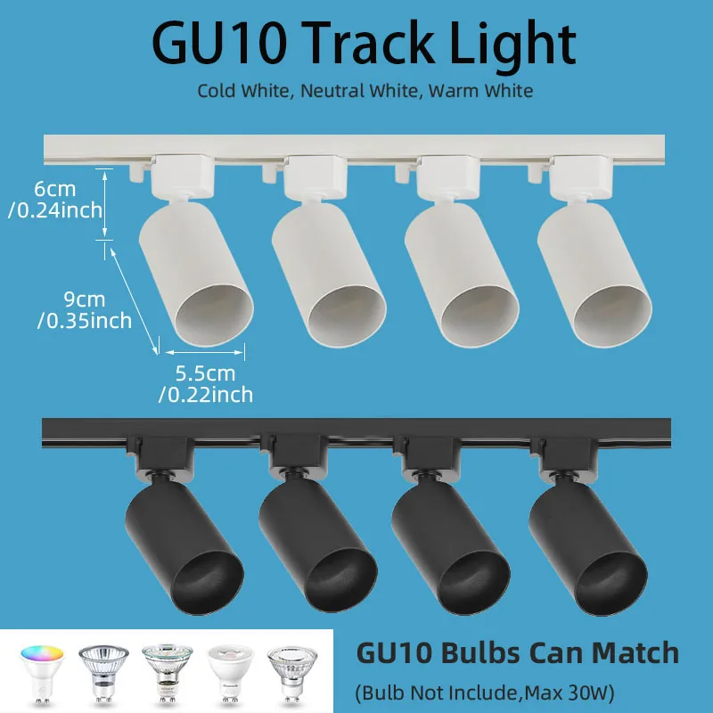 

GU10 Track Light LED Rails Spot Lamp Track lighting Set Replaceable Spotlight Ceiling Lamp Fixture For Living Room Clothing Shop