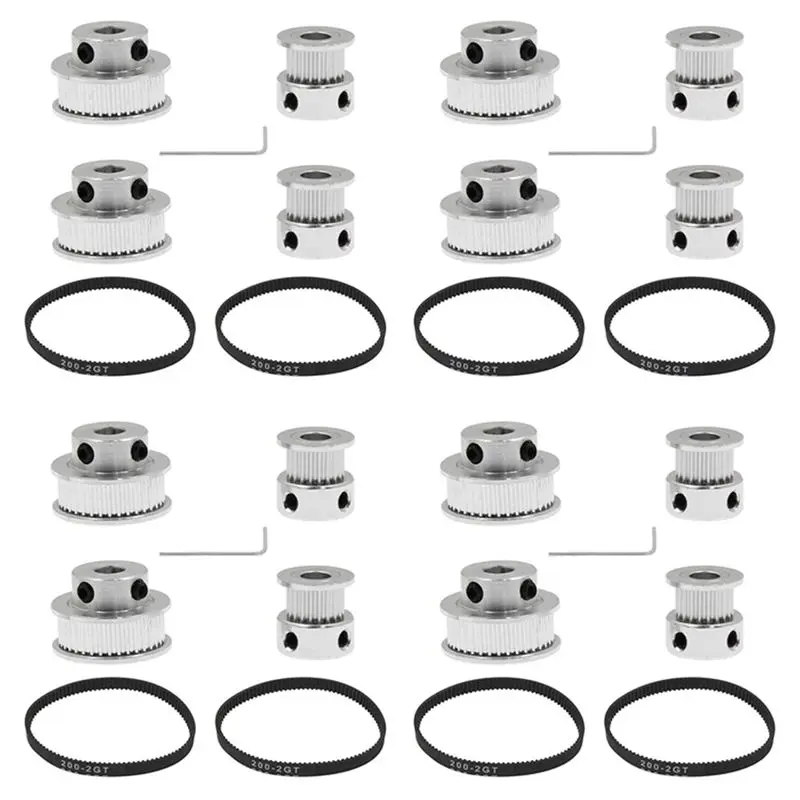 Stylish-8 Sets GT2 Timing Belt Idler Pulley Aluminum Synchronous Wheel Kit For 3D Printer CNC Mechanical Drive