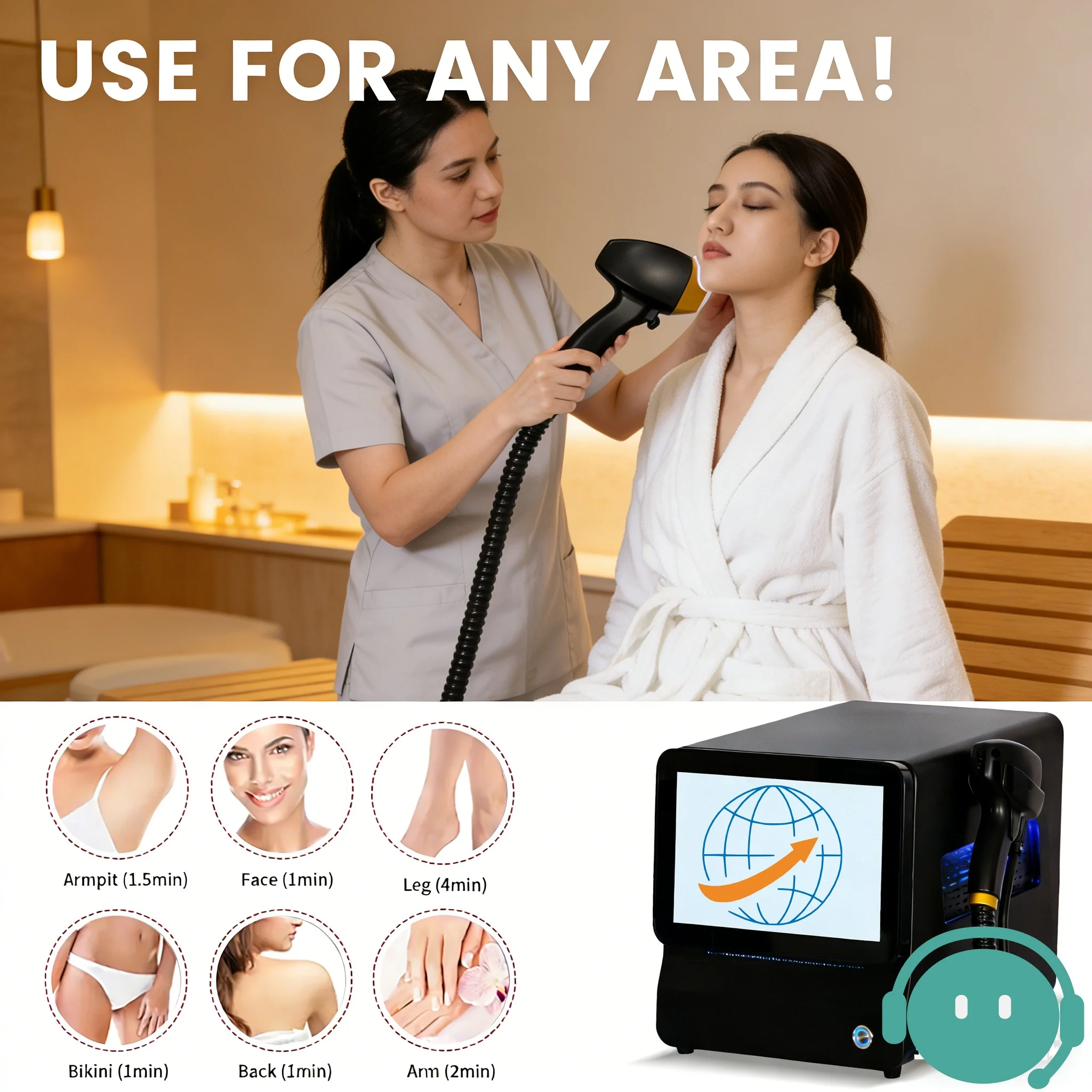 

Myoslim High-end customization ice Laser Hair removal Laser Epilator Permanent IPL Painless Photoepilator 4 in 1 face and body