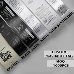 Custom Satin Printed Care Label for Clothing, Washing Labels, Satin Tag, Personalized Printing Recycled 23041201