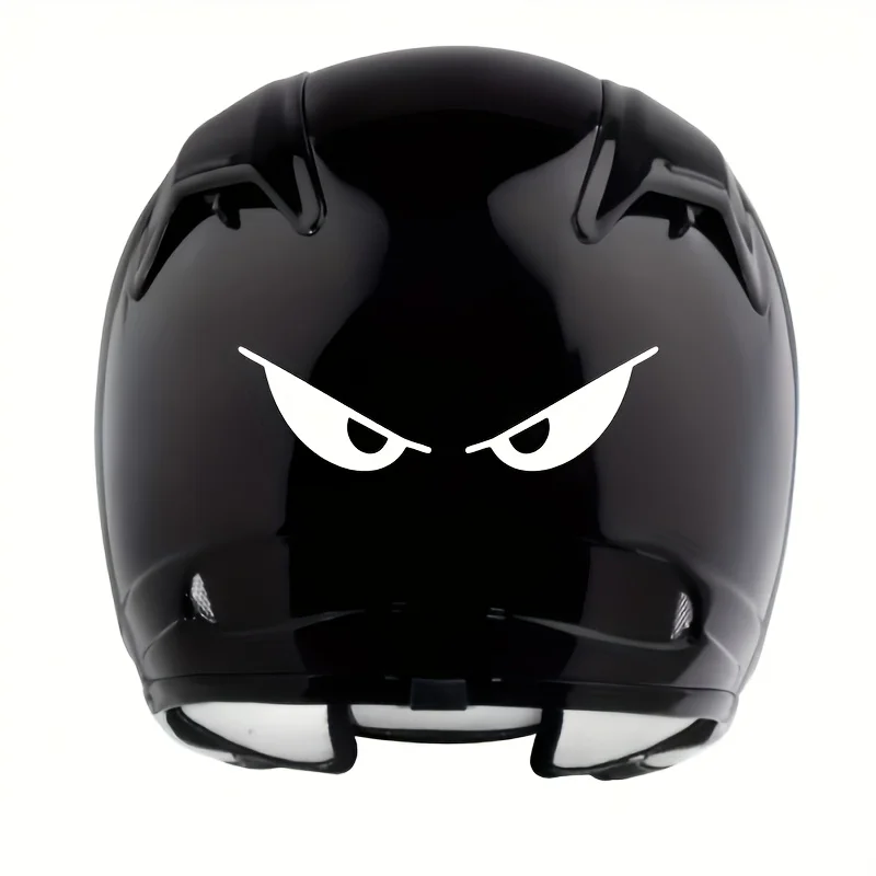 Conjunto de 2 adesivos anti-riscos Evil Eye para capacetes de motocicleta e carro - Design marcante em preto e vermelho