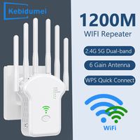 WiFi Repeater 1200Mbps WiFi Signal Repeater Dual-Band 2.4G 5G Extender 6 Antenna Network Amplifier For Home Office WiFi Router