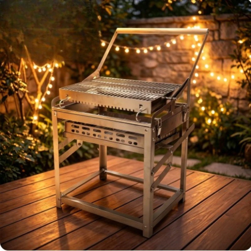 stainless steel removable flip household charcoal grill outdoor grill fish grill
