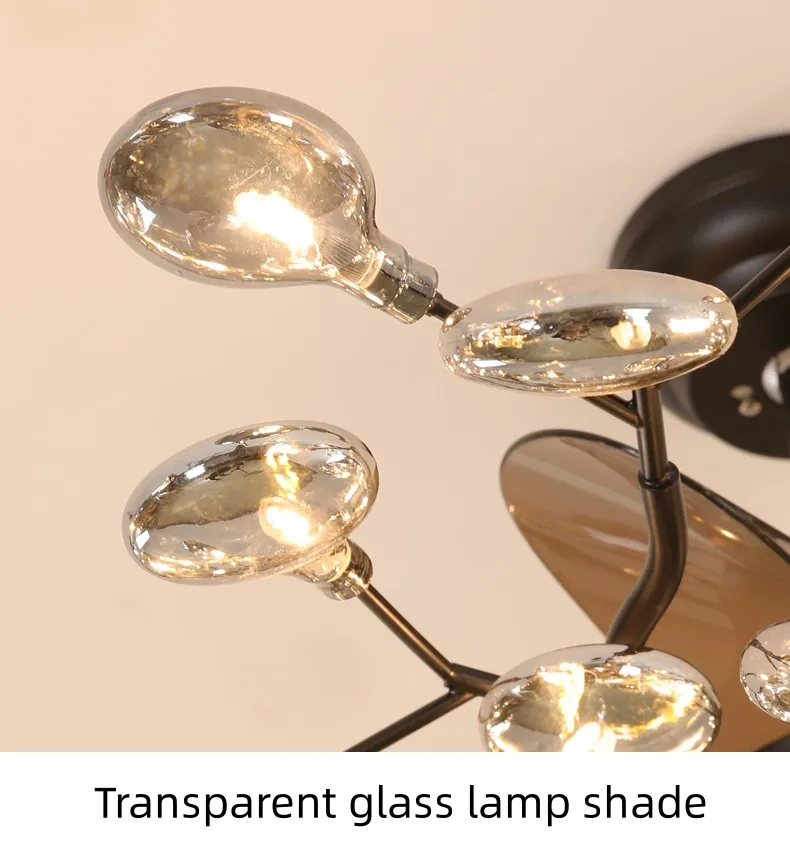 JYLIGHTING Modern Luxury LED Ceiling Fans Glass Chandelier Firefly Metal Creative Fan Light Bedroom Living Remote Control ABS