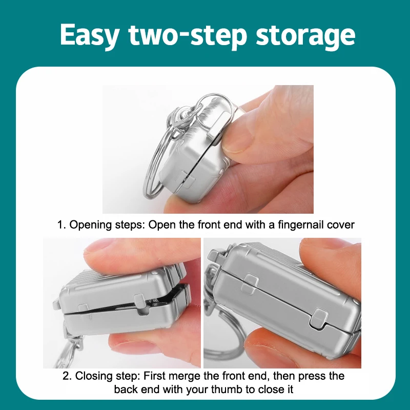 A New Silver Mini All Steel Foldable Nail Clipper Travel Portable Nail Clipper With Keychain Manicure Tool