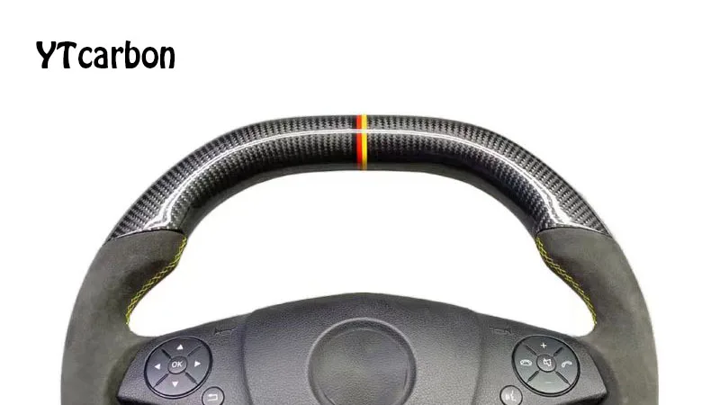 Volante de ante personalizado para coche, accesorio de fibra de carbono 2008 para Mercedes C63, C200, C260, W204, AMG Ano