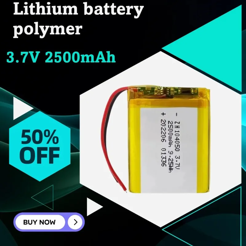

104050 3.7V 2500mAh Polymer Lithium Rechargeable Battery for Camera Walkie-talkie GPS navigator Bluetooth Headset