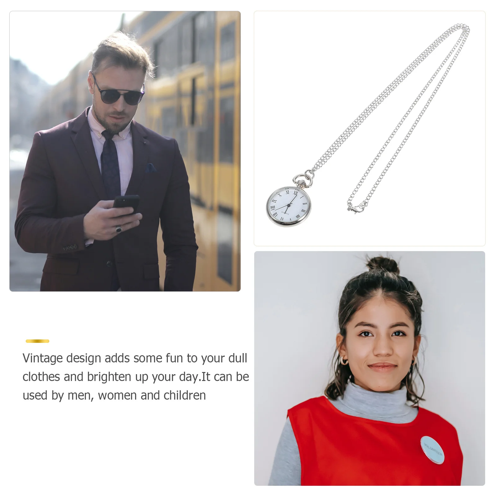 1Pcs Pocket Watch Pendant Alloy Hanging Watch with Chain High Precision Timing Mirror Texture Exquisite Craftsmanship