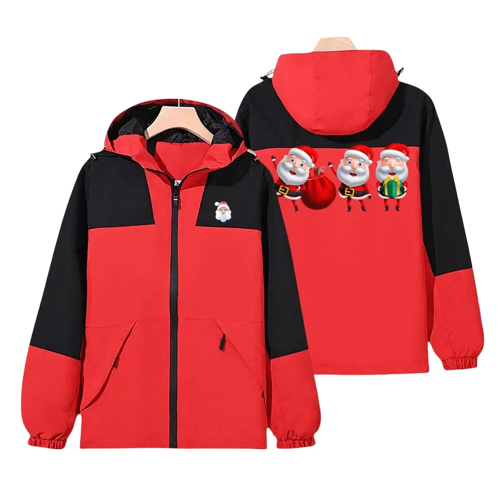 waterproof mountaineering jacket women's men's three proof hooded jacket Santa Claus spring and autumn outdoor windbreaker