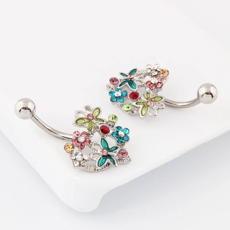 Heart butterfly flower belly ring fashion body jewelry Lady piercing Retail 14G 316L surgical steel Nickel-free TAIERS