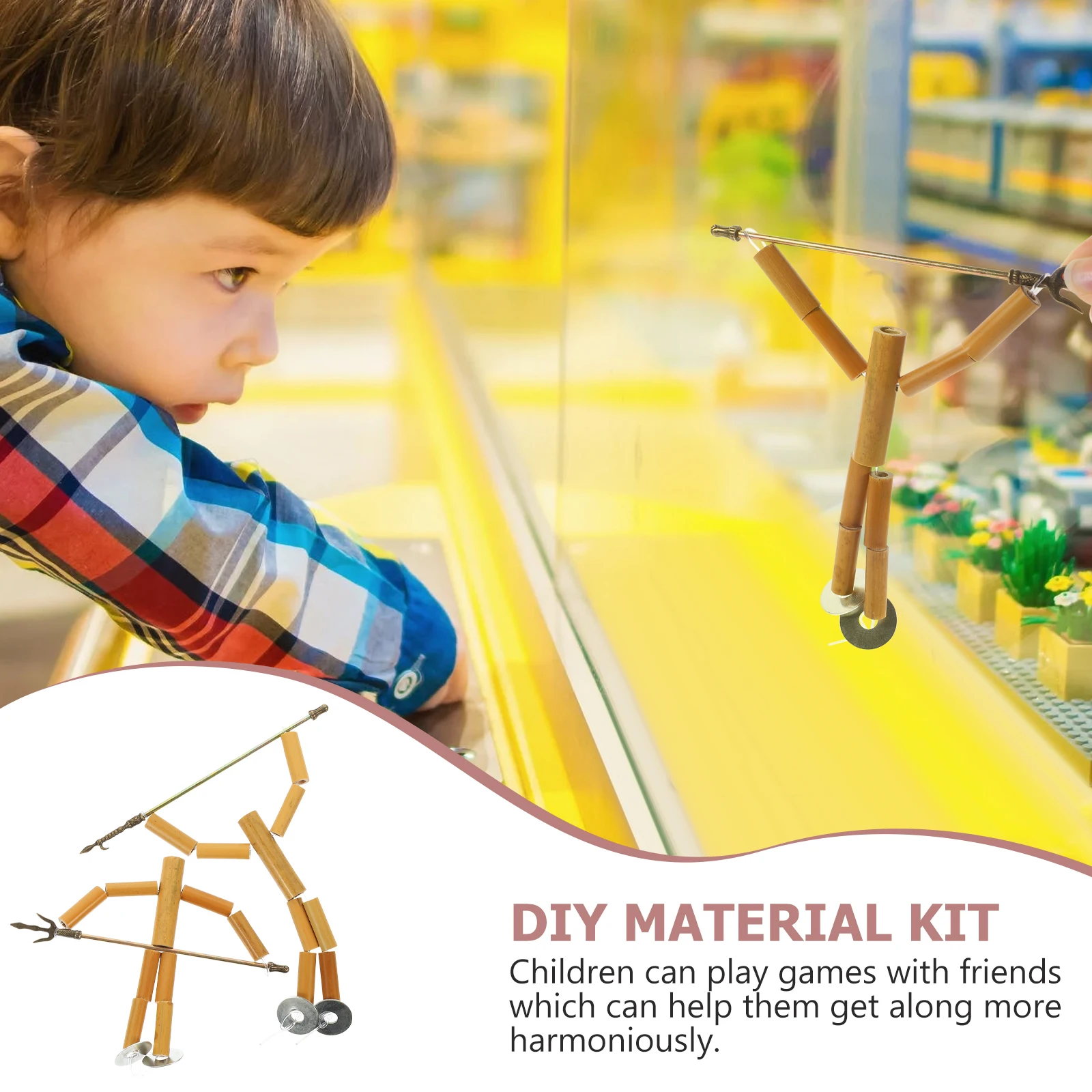 

2pcs Bamboo Man Material Pack 2 Bags DIY Puppet Kits Hand Made Crafts Iron Assemble Toys Kids Activities Family Gifts