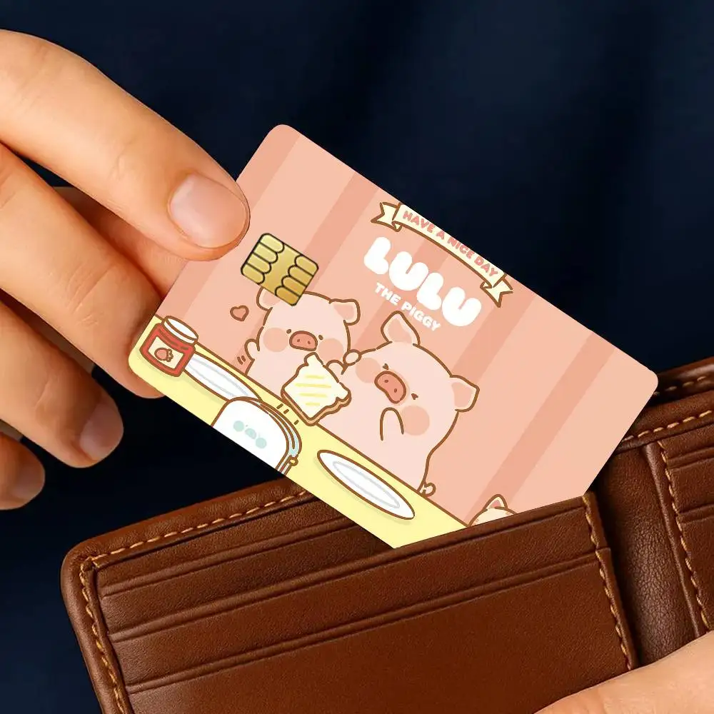 ملصقات بطاقات الائتمان الكرتونية لولو ذا بيجي لحافلة البنك مترو 4 قطع غطاء فيلم هدية