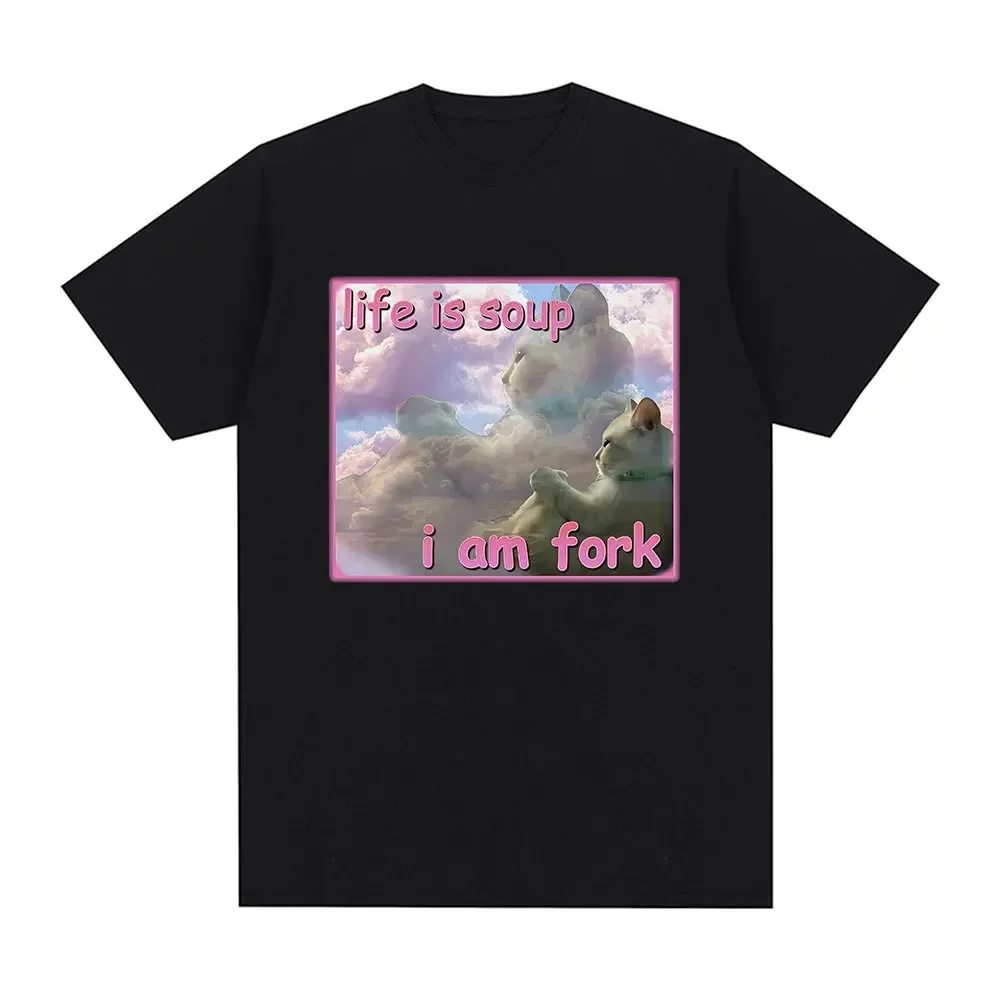 

Fun cat stem T-shirt, fashionable men's T-shirt, casual 100% pure cotton casual sports, high-quality trendy street T-shirt