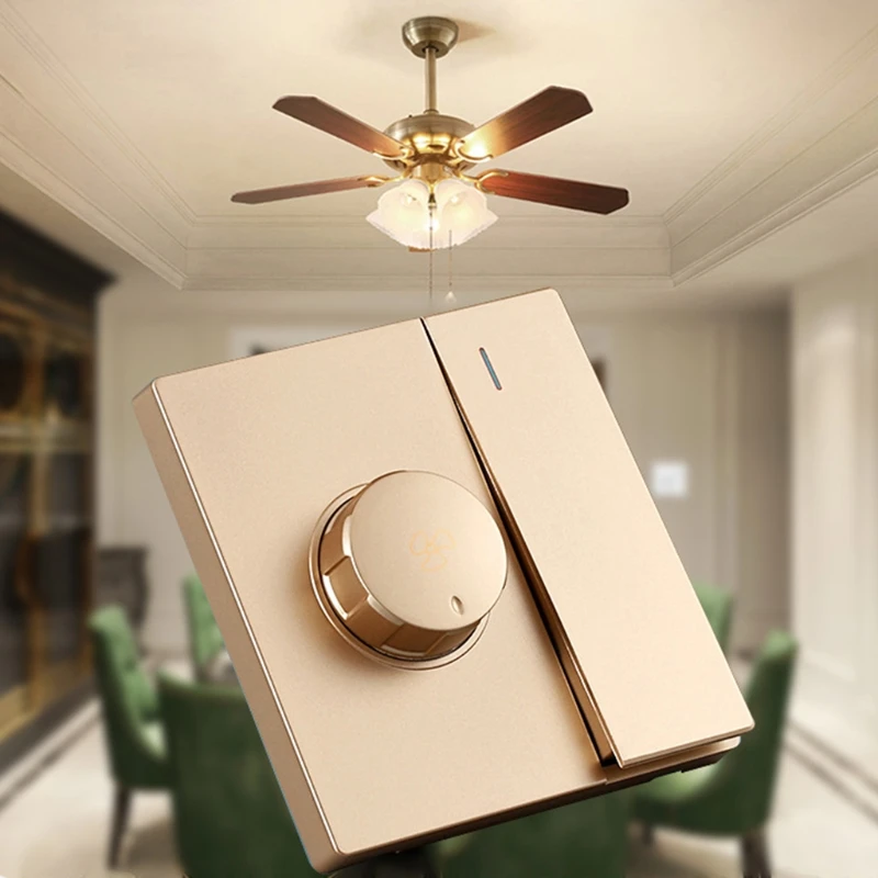 Interruptor Control velocidad del ventilador techo, ajuste Universal 220V, botón pared, atenuador, engranajes