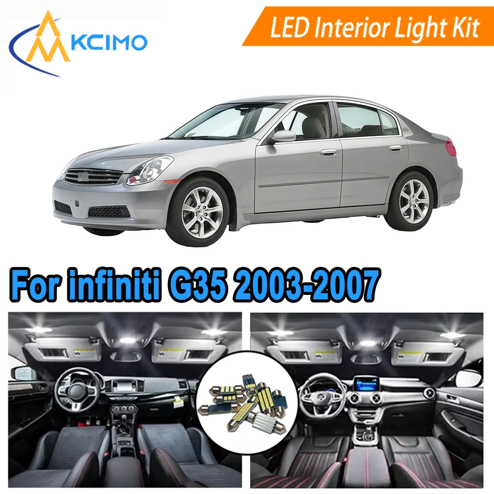 

Комплект автомобильных светодиодных фонарей для infiniti G35 Coupe (2003-2007), водонепроницаемые купольные фонари, белые/синие светодиодные фонари для кабины